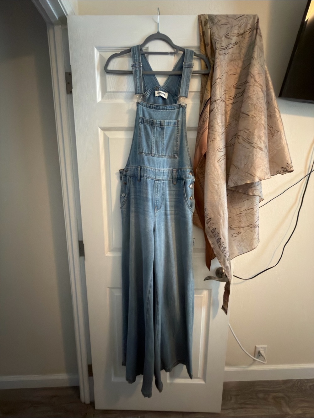 RSQ Light Blue Denim Wide-Leg Overalls